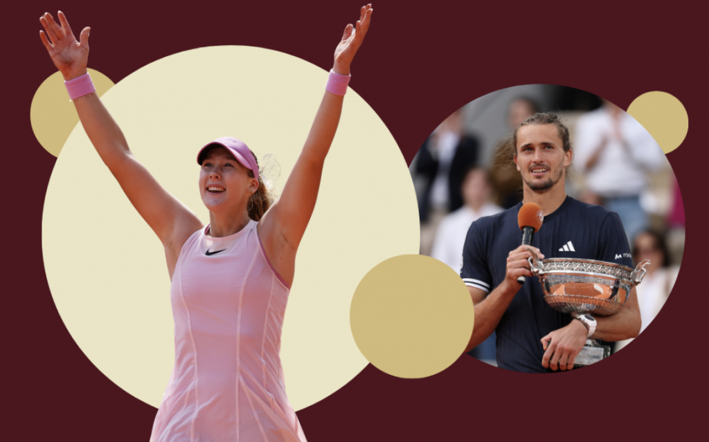 New first-time French Open Champs, Mirra Andreeva and Jannik Sinner.